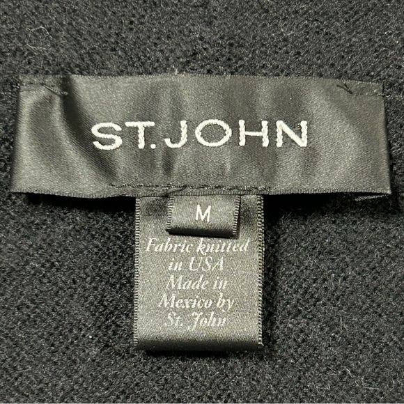 St. John Black 100% Wool Funnel Neck Short Sleeve Sweater Medium - Picture 4 of 8
